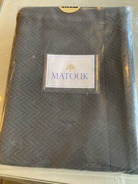 Matouk Euro European Sham Castela Charcoal Gray Cotton New!